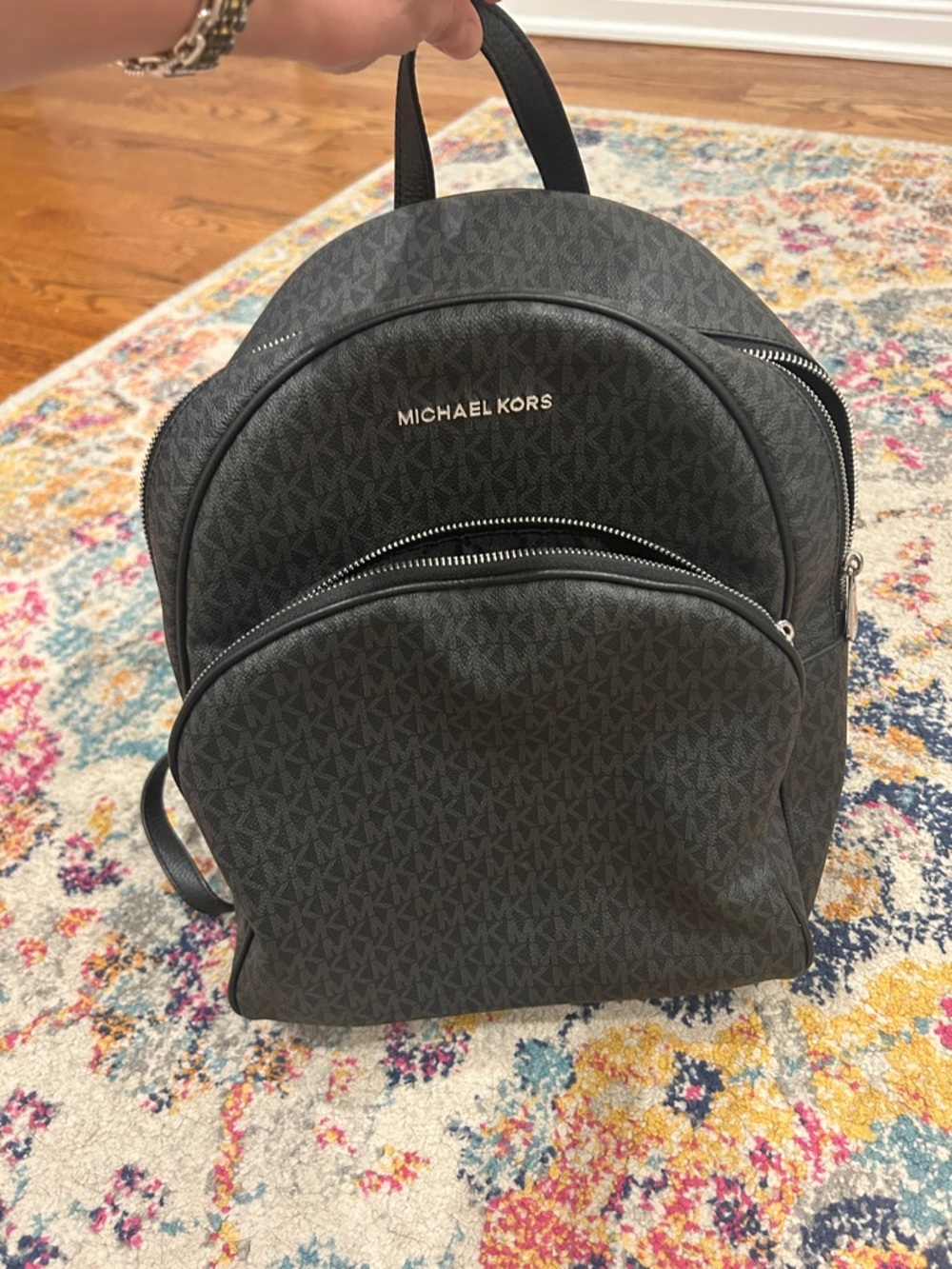 Michael Kors Dark Gray Monogram Backpack